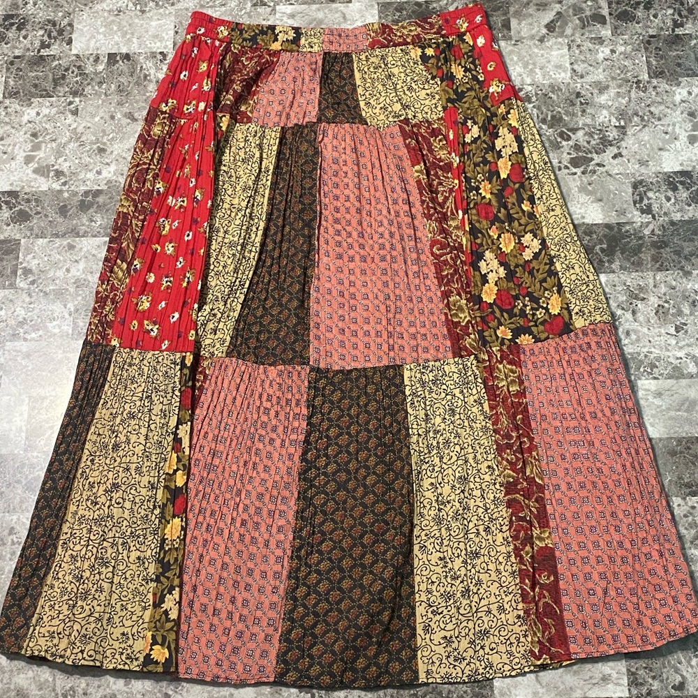 Sag Harbor Pleated Patchwork Skirt - Size 1X